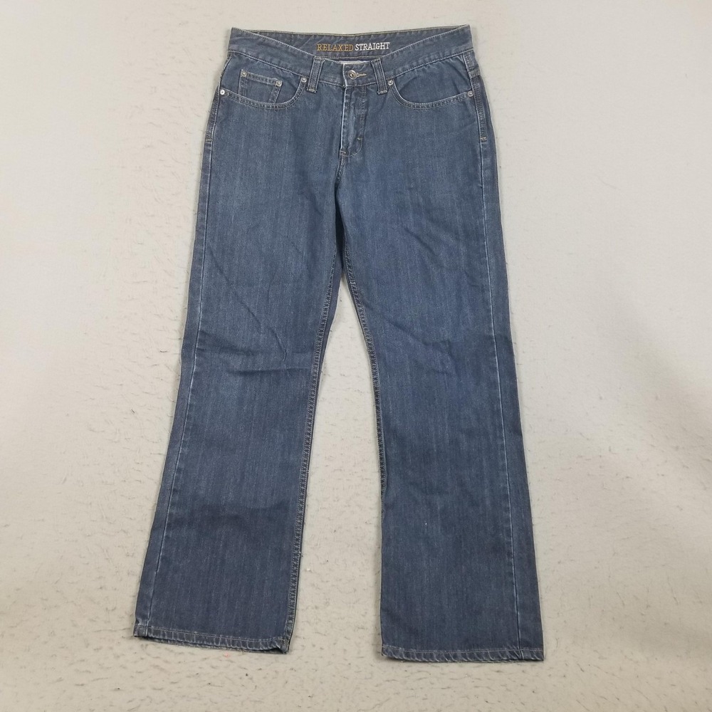 Urban Up Relaxed Straight Jeans Mens 32x32 Blue Medium Wash Cotton Denim Pants